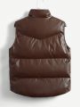 SHEIN Men 1pc Zip Up PU Vest Puffer Coat