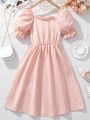 SHEIN Kids SUNSHNE Tween Girl Bubble Sleeve Romantic Dress