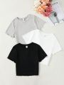 Three-Piece Set Of Female Youth Short-Sleeved T-Shirts