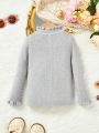 Infant Girls' Leisure Comfortable Basic Ruffle Edge Turtleneck Sweater