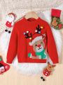 SHEIN Young Girl Christmas Elk Pattern Sweater