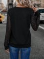 Contrast Lace Square Neck Sweatshirt