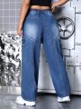 SHEIN SXY Plus Size Jeans With Decorative Pockets