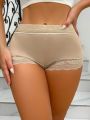 Solid Contrast Lace Boyshorts