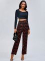 Anke Wonder Allover Cherry Print Straight Leg Pants