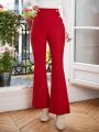 SHEIN Frenchy Button Decorated Flared Pants