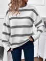 Women'S Striped Drop Shoulder Sweater