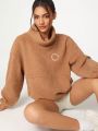 BiskyBusy Collection Women'S Regular Fit High Neck Teddy Sweatshirt