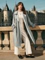 SHEIN Frenchy Double Breasted Flare Sleeve Belted Trench Coat