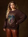 HOUSE OF THE DRAGON X SHEIN Plus Size Oversized Dragon And Letter Print Drop Shoulder Sweatshirt