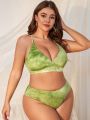 SHEIN Swim SXY Plus Size Tie Dye Rash Guard Swimsuit Set