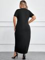 SHEIN CURVE+ Plus Size Women's T-Shirt Dress With Pockets