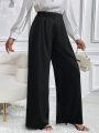 SHEIN Privé High Waist Plicated Detail Wide Leg Pants