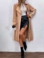 SHEIN Privé Lapel Neck Belted Trench Coat