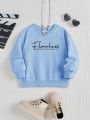 SHEIN Kids EVRYDAY Tween Girl Letter Graphic Sweatshirt