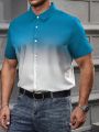 Extended Sizes Men's Gradual Change Short Sleeve Shirt