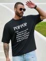 Men's Plus Size Slogan Printed Round Neck T-Shirt