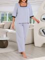 Plus Size Women's Lace Trimmed Pajama Set