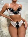 SHEIN Women's Floral Lace See-through Sexy Lingerie Set