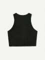 SHEIN Coolane Ladies' Solid Color Sleeveless Top With Letter Print