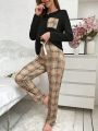 Women'S Plaid Print Long Sleeve Long Pants Pajama Set