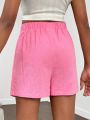 SHEIN Kids Cooltwn Tween Girls' Everyday Casual Woven Mono-Color Straight Skorts