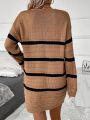 Striped Pattern Drop Shoulder Sweater Dress