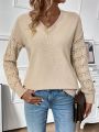 V-neckline Drop Shoulder Casual Pullover Sweater