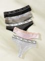 5pack Letter Tape Waist Thong