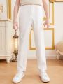 SHEIN Teen Boy's Casual White Pants For Daily Wear