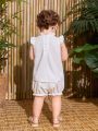Baby Girl Sweet And Elegant Top With Lotus Leaf Hem And Bloomer Shorts Set For Summer