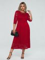 SHEIN Privé Plus Size Solid Color Lace Dress