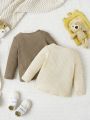 Baby Girl 2pcs Half Button Waffle Knit Tee