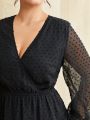 SHEIN BIZwear Plus Size Women'S Mesh Long Sleeve Dress