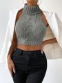 SHEIN Essnce Turtleneck Cable Knit Top