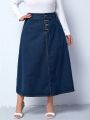 Plus Size Women's A-line Denim Skirt