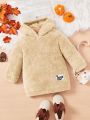 SHEIN Baby Girls' Casual Comfortable Plaid Detail Plush Hoodie