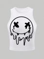 Women'S Sleeveless Vest Top With Emoji Print