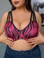 Plus Size Women's Zebra Stripe Multi-Strap Bralette