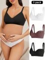 Maternity Solid Color Comfortable Camisole Bra Set (3pcs)