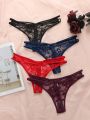 4pcs Perspective Lace Thong