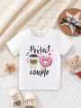 SHEIN Baby Girls' Cartoon Printed Short Sleeve T-shirt