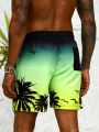 SHEIN Men's Palm Tree Print Drawstring Waist Board Shorts