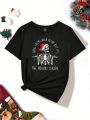 SHEIN LUNE Christmas Skeleton & Slogan Graphic Tee