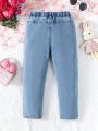 Girls' Casual Rabbit Pattern Washed Denim Jeans