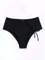 Sash Detail Solid Swimsuit Bottom