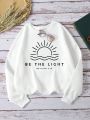 Teen Girl Sun & Slogan Graphic Drop Shoulder Sweatshirt