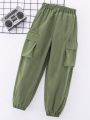 SHEIN Kids SUNSHNE Teenage Girls' Tooling Pocket Casual Cargo Pants