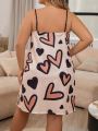 Women's Plus Size Heart Print Cami Sleep Dress