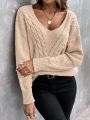 SHEIN Essnce Cable Knit Drop Shoulder Sweater